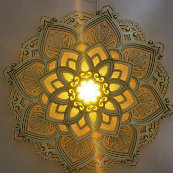 Mandala Camera da letto Lampada Ambiente Multiculturale, LED USB Fiore in Acrilico Lampada Artigianato artistico, la Fotografia Puntelli di Illuminazione Regalo per la Decorazione della Casa