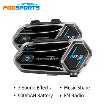 2pcs Fodsports M1-S ARIA Moto Interfono Casco Auricolare Bluetooth Interphone,Supporto Radio FM,3 Effetti Sonori,Musica da Condividere.