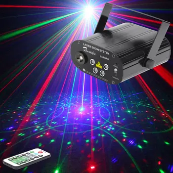 RGB DJ Discoteca Luce Laser Proiettore Per la Festa da Ballo Audio Luci Macchina scenica, 128 Modelli di Colore di Musica da Discoteca, Luci di