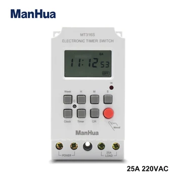 ManHua 220VAC 25A guida Din Timer Programmabile MT316S Automatico Multifunzionale Elettronico Interruttore Orario Digitale