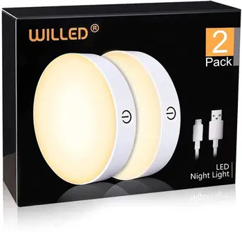 Toccare le Luci della Notte Dimmerabile Luce Calda con USB Batteria Ricaricabile per Armadio Armadio Armadio Cucina Comodino a LED Puck Luce