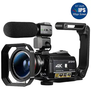 Videocamera 4K Videocamera Professionale Ordro AC3 IR di Visione Notturna Registratore Digitale Vlog Filmadora per YouTube, Blogger di Ripresa