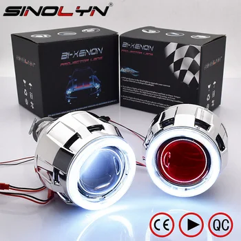 Sinolyn 2.5 Pollici Bi Xeno Proiettore di Lenti Per i Fari H7 H4 Angel Eyes DRL Luci Auto Mini Proiettore Accessori per Auto Styling