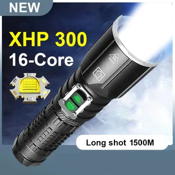 Super XHP300 Più Potente Torcia a LED Ricaricabile di USB Torcia XHP100 Tattica di Alto Potere ha condotto la Torcia elettrica 18650 torcia Luce