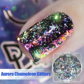 Aurora Glitter Camaleonte Chiodo Fiocchi di Paillettes 0,2 g Olografico Splendente di Arte del Chiodo della Polvere Abbagliante Punte di Decorazione