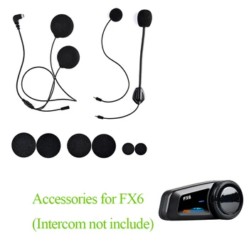 Fodsports FX6 Accessori Moto Casco Interfono Bluetooth Auricolare Parti Rigido Morbido e Microfono, Cavo USB, Auricolare, Clip