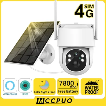 Mccpuo 5MP 4G Solare, Macchina fotografica Built-In 7800mAh Batteria PIR Rilevamento Umane all'Aperto del CCTV di Sicurezza Telecamera di Sorveglianza WIFI iCsee PRO