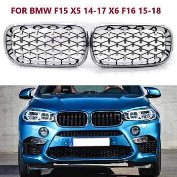 Nuovo Per BMW X5 F15 Griglia Anteriore Sostituzione del Rene Griglia di Diamante Meteor Stile Cromato Nero Per BMW X6 F16 2014-2018