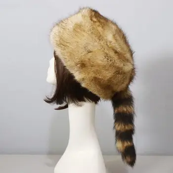 Bel Cappello di Inverno Coda di Raccoon Tenere in Caldo Morbido di Inverno Termico Ladies Tappo Femmina Cappelleria