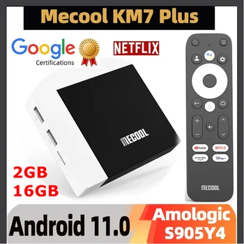 10PCS MECOOL KM7 Plus TV Box Android 11 Netflix 4k Certificato Google 2 GB DDR4 16GB 100M LAN Internet S905Y4 AV1 Home Media Player