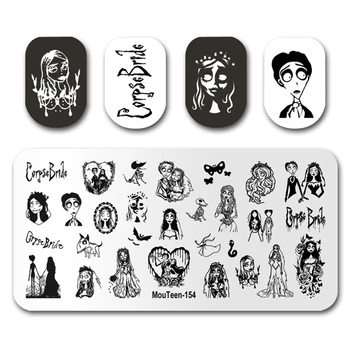 Nail Stamping MouTeen154 Spaventoso Sposa Piastre Del Chiodo Timbro Re Manicure Set Per Nail Art Stamping