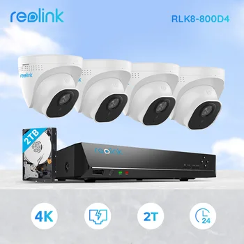 Reolink 4K Sistema di telecamere di Sicurezza RLK8-800B4-UNA 8MP 24/7 Registrazione PoE IP Cam CCTV Telecamera di Videosorveglianza Kit RLK8-800D4-UN