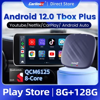 CarlinKit Android 12 CarPlay Ai Box Plus 665 Wireless CarPlay Android TV Box Supporto IPTV Netflix Auto di Giocare in Streaming Casella 8G+128G