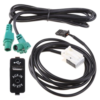 Auto AUX Presa USB Interruttore Stereo Cablaggio Cavo AUX IN, Kit Compatibile per E60 E61 E63 E64 E87 E90 E70 F25