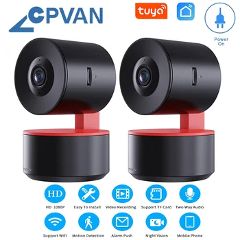 CPVAN Tuya 2.4 G Wireless HD 1080P Telecamera PTZ Interna Girevole Telecamera di Sorveglianza AI Umani Rilevare Video sorveglianza di Visione Notturna