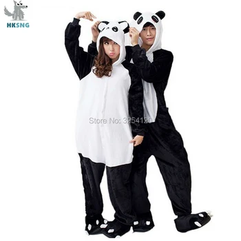 HKSNG Animali Adulti Kigurumi Panda Body Pigiami di Flanella Festa di Famiglia di Cartone animato Carino di Cosplay Costumi Tute con Cappuccio