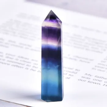 Naturale Cristallo Colorato fluorite Punto di Guarigione di Pietra Prismi Esagonali 40-80mm Obelisco Bacchetta Trattamento Pietra fai da te Regalo 1PC