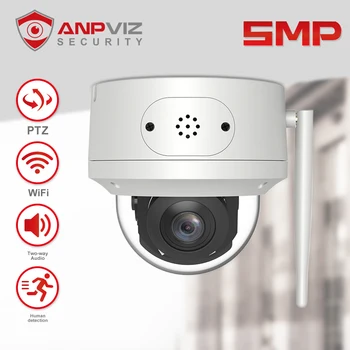 Anpviz Wifi PTZ all'Aperto della Macchina fotografica 5MP di Sicurezza Videocamera Zoom 5X IA Umana di Rilevamento del Supporto Audio a Due vie IP66 CamHi App H. 265