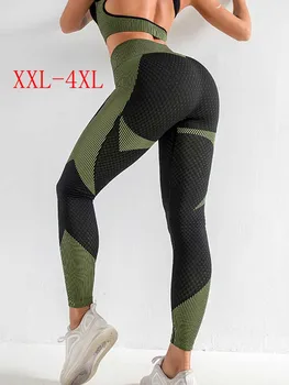 XXL-4XL Plus Size asciugatura Rapida Cuciture Pantaloni di Yoga Donne Fitness Running Leggings Palestra Pantaloni a Vita Alta Leggings Push Up di 12 Colori