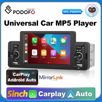 Podofo autoradio 1 Din CarPlay Android Auto Lettore Multimediale Bluetooth MirrorLink Ricevitore FM Per Volkswagen, Nissan, Toyota