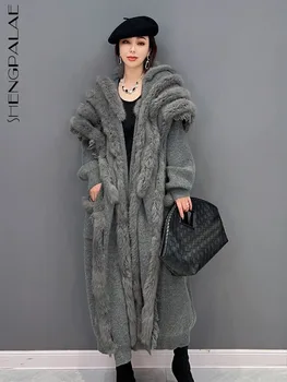SHENGPALAE coreano Moda Addensare Cappotto della Peluche 2023 Primavera Nuova Luce di Lusso a Maglia Elegante Elegante Donna Abbigliamento Capispalla 5R425