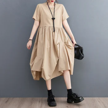 2023 Nuovo Arrivo Corea Stile Patchwork Pieghe Ragazza Chic dell'Estate Vestito Signora dell'Ufficio del Lavoro di Moda Vestito Donna Vestito Casual di Viaggio