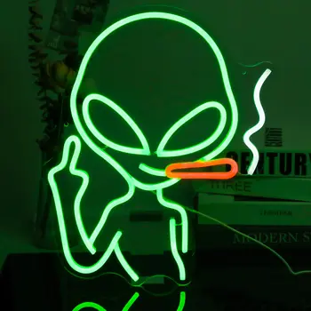 Segno al Neon del Led Luce di Fumare Alieno a Forma di Neon per l'Arredamento della Camera Xmas Party Shop Casa Vacanza Regalo della Decorazione di Potere di USB Con Interruttore