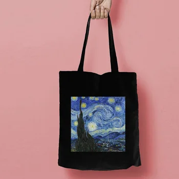 Pittura a olio di arte stampa di sacchetto di tela creativa individuale, spalla uno studente di moda fresca a mano shopping bag