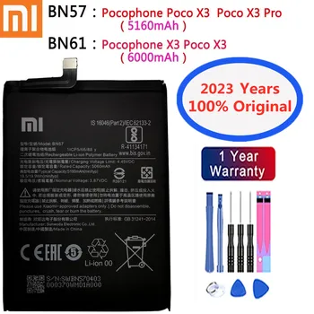 2023 Anni Xiao mi Telefono Originale Batteria BN57 BN61 Per Xiaomi Pocophone X3 POCO X3 / X3 Pro di Alta Qualità, le Batterie + Strumenti