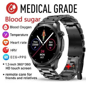 2023 Nuova di Zucchero nel Sangue Smartwatch 1.39 pollici 360*360 HD Touch Schermo di Grandi dimensioni ECG Smart Guarda il Monitoraggio Non invasivo di Glucosio nel Sangue