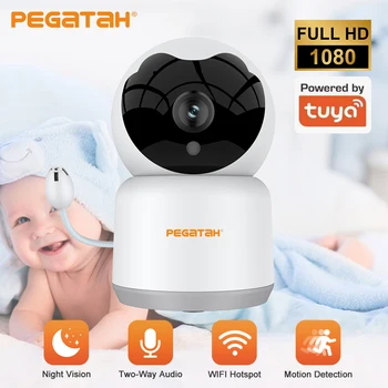 Tuya Wifi IP camera HD 1080P Piscina Baby Monitor Audio a Due Vie Grido di Bambino di Rilevamento della Temperatura di Visione Notturna P2P Casa IP PTZ, Macchina fotografica