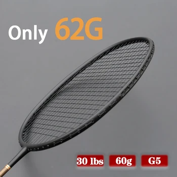 Luce professionale di Solo Peso 62G 8U G5 in Fibra di Carbonio Infilate Badminton Racchette Con Borsa di Formazione Racchetta Sport Per Adulti