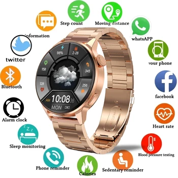 2023 NFC Smart Watch Donne Bluetooth Chiamata di Ricarica Wireless Orologi Sport Tracker GPS, la Frequenza Cardiaca ECG Smartwatch Supporto ebraico