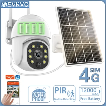 EVKVO 5MP 4G SIM Card di Sorveglianza Solare, Telecamera WIFI Batteria Videocamera IP da Esterni di Movimento PIR senza fili di Sicurezza Telecamera PTZ Tuya