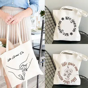 Kpop la Vita Va avanti Ispirato Tote Bag borsa shopper carino totes borsa di tela borsa del supermercato Shopping Borse anime dono tote bag