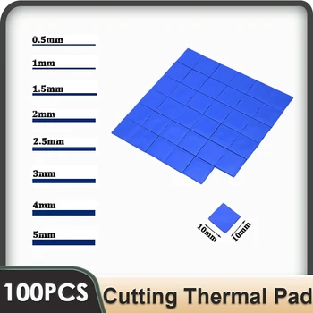 Gdstime Conduttivo Dissipatore di calore in Gesso Grasso 10x10 mm 0,5 mm, 1mm, 1.5 mm, 2mm, 2.5 mm, 3mm, 4mm, 5mm Pad Termico del Dissipatore della CPU Pad in Silicone