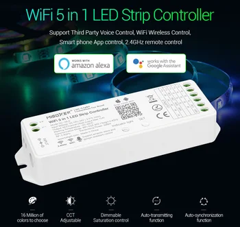 Miboxer WL5 2.4 G 5 in 1 wi-Fi LED Controller per Singolo Colore CCT RGB RGBW RGB+TDC LED Striscia di Controllo Vocale di Supporto