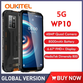 OUKITEL WP10 IP68 Impermeabile 5G Rugged Smartphone 8GB+128GB 8000mAh 48MP Fotocamera 6.67