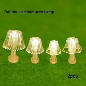2pcs 1:20 1:25 Mini DIY Illuminazione Lampada da Tavolo Bambino Giocattoli Miniature casa delle bambole Accessori Casa di Bambola Camera da letto Lampada da terra