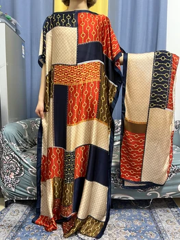 Abaya Per Le Donne Dubai Kaftan 2023 L'Islam Africano Morbida In Seta Stampa Abitini Eleganti Musulmano Lungo Femme Veste Con Un Hijab Sciarpa