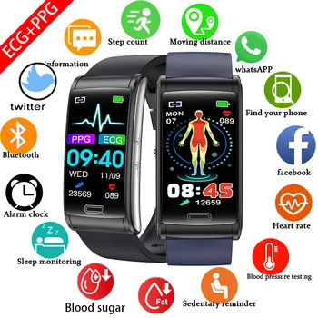 2023 Nuovo Monitor di Glucosio nel Sangue Salute Smart band Uomini ECG+PPG Misurazione della Pressione Arteriosa IP68 Impermeabile Sport smart watch Donne