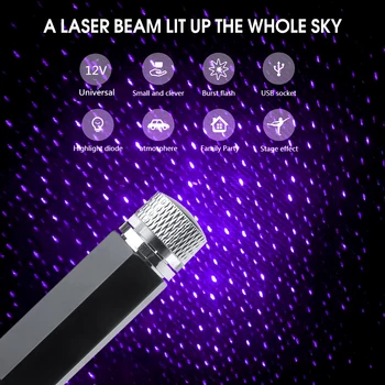 Mini LED Stellato Laser Atmosfera Ambient Luci del Proiettore NUOVO Tetto dell'Automobile della Luce della Stella Interni USB Auto Decorazione Notte Galaxy Lampada