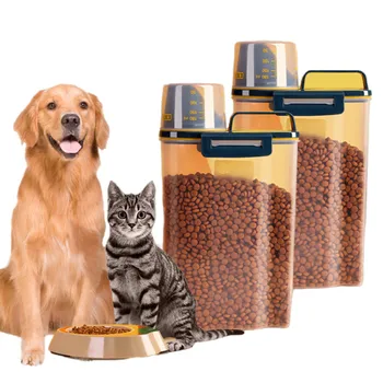 Cane Gatto Contenitore di Alimento di Plastica Sigillato il Serbatoio di Stoccaggio Umidità-prova Sigillato Lattine Trasparente Bottiglie E Vasetti Accessori per Animali