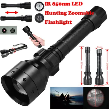 T50 Infrarossi IR 850nm di Visione Notturna di LED Tactical Flashlight Zoom IPX4 Impermeabile Torcia Zoomable di Visione Notturna di Caccia Lanterna