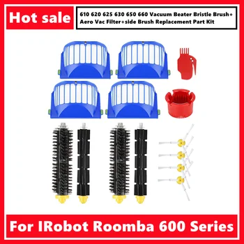 Per IRobot Roomba Serie 600 610 620 625 630 650 660 Vuoto Battente Spazzola a Setole+Aero Vac Filtro+Spazzola laterale di Ricambio, Kit di