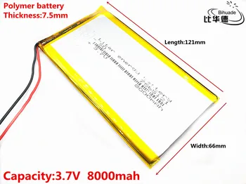 3.7 V 8000mAh 7566121 ai Polimeri di Litio Li-Po li-ion Batteria Ricaricabile Lipo cellule del Tachigrafo POS DVD Portatile Faro