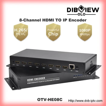 OTV-HE08C 8 canali SRT HDMI ProVideo Media Encoder Ip H. 264, H. 265 IPTV MPEG4 RTSP HLS RTMPS HD Live Stream Facebook youtube