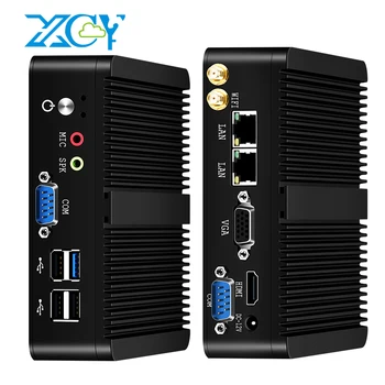XCY Fanless Mini-PC Intel Celeron J1900 Quad-Core 2.0 GHz 2x RS232 2x LAN Windows 10 Linux Embedded IoT Computer Industriale