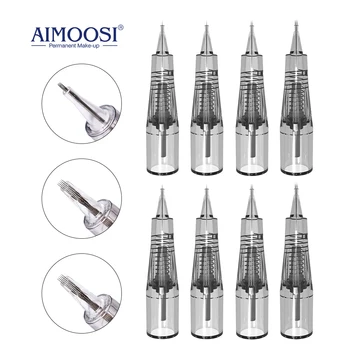 AIMOOSI M7, 50/100Pcs Tatuaggio Sopracciglia Microblading Piercing Aghi Penna Per Semi Permanente, Trucco PMU Pistola di Macchina di Consumo