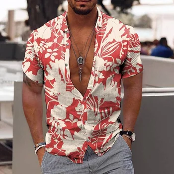 2023 Estate Hawaiano Gratis Las Vegas Gratis Uomini Beach Floreale Shirt 3d, Stampa Manica Corta Fashion Top Plus Size Casablanca
